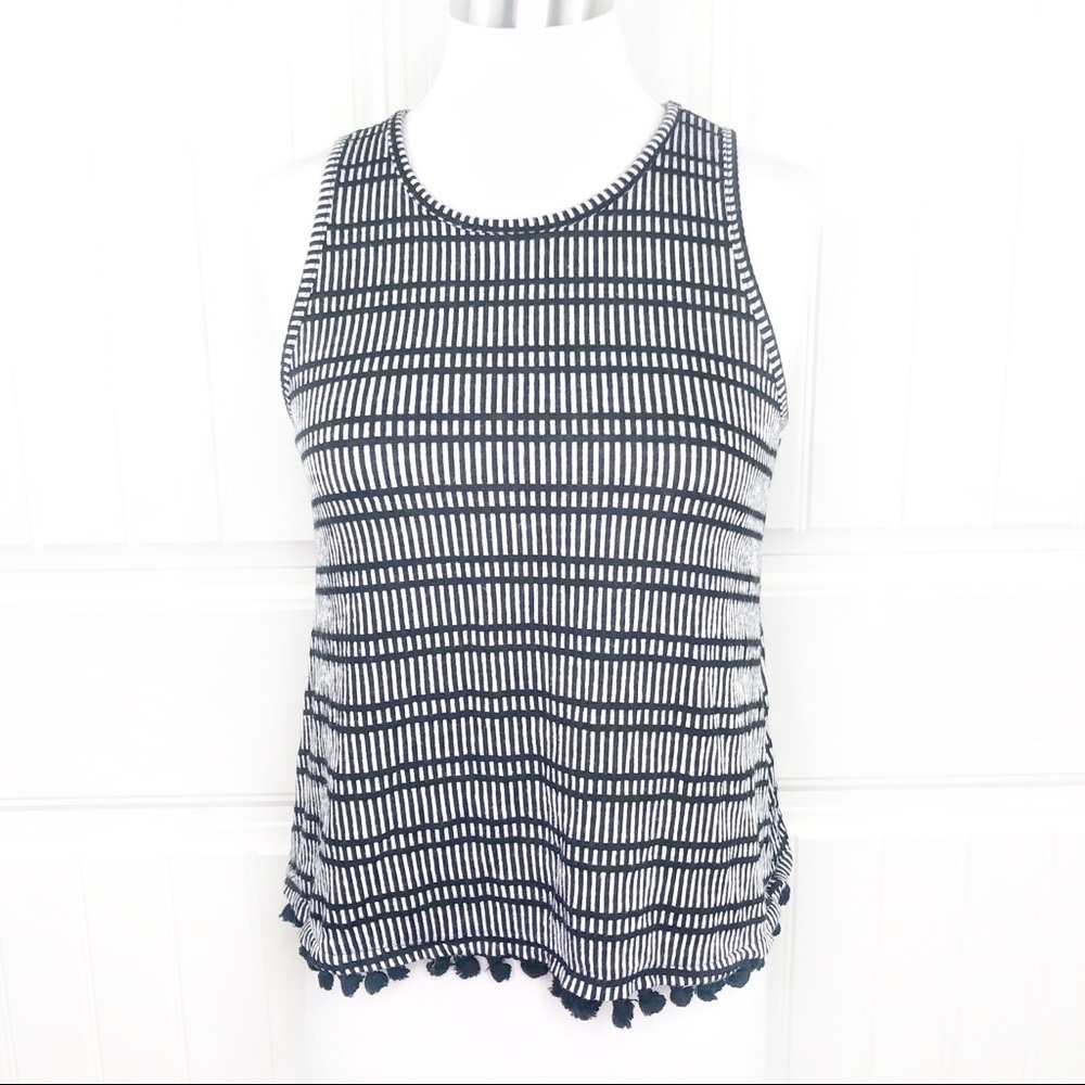 Anthropologie W5 Sleeveless Black Tassel Tank Top